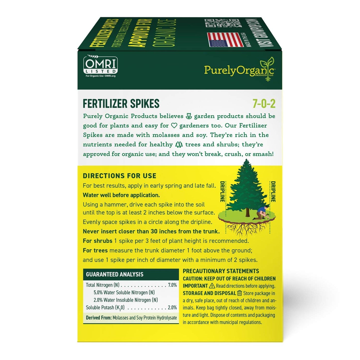 Purely Organic Products Purely Organic Tree & Shrub Fertilizer Plant Food Spikes (Box of 6 Spikes)