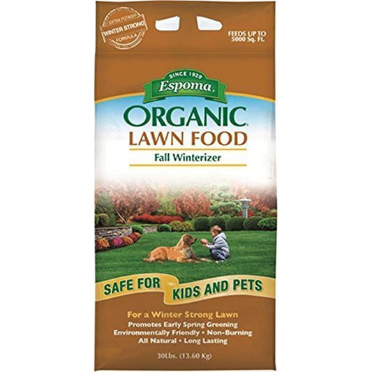 Espoma Organic Lawn Food, Fall Winterizer, 30 Lb Bag, 5,000 Sq Ft Coverage