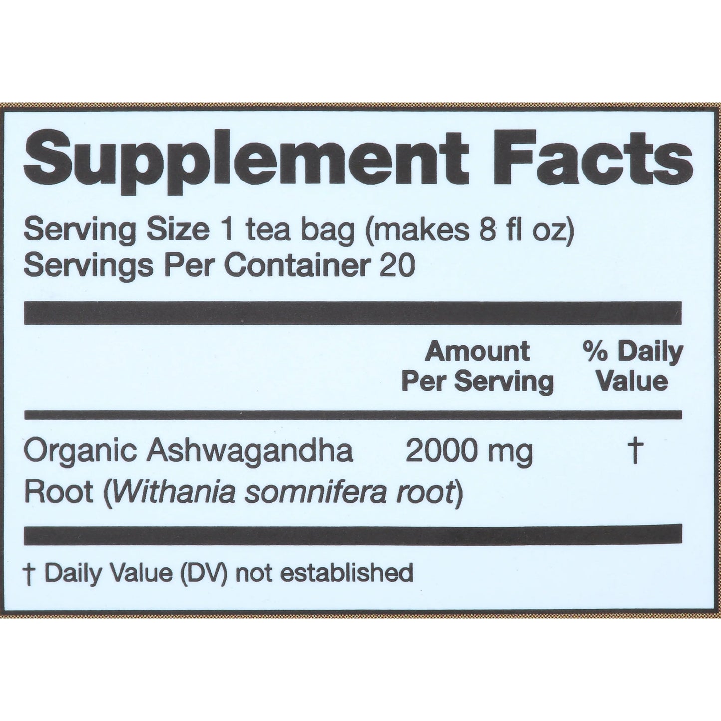 FGO , Ashwagandha Herbal Tea, Organic Tea Bags, 20 Count, 1.06 Oz