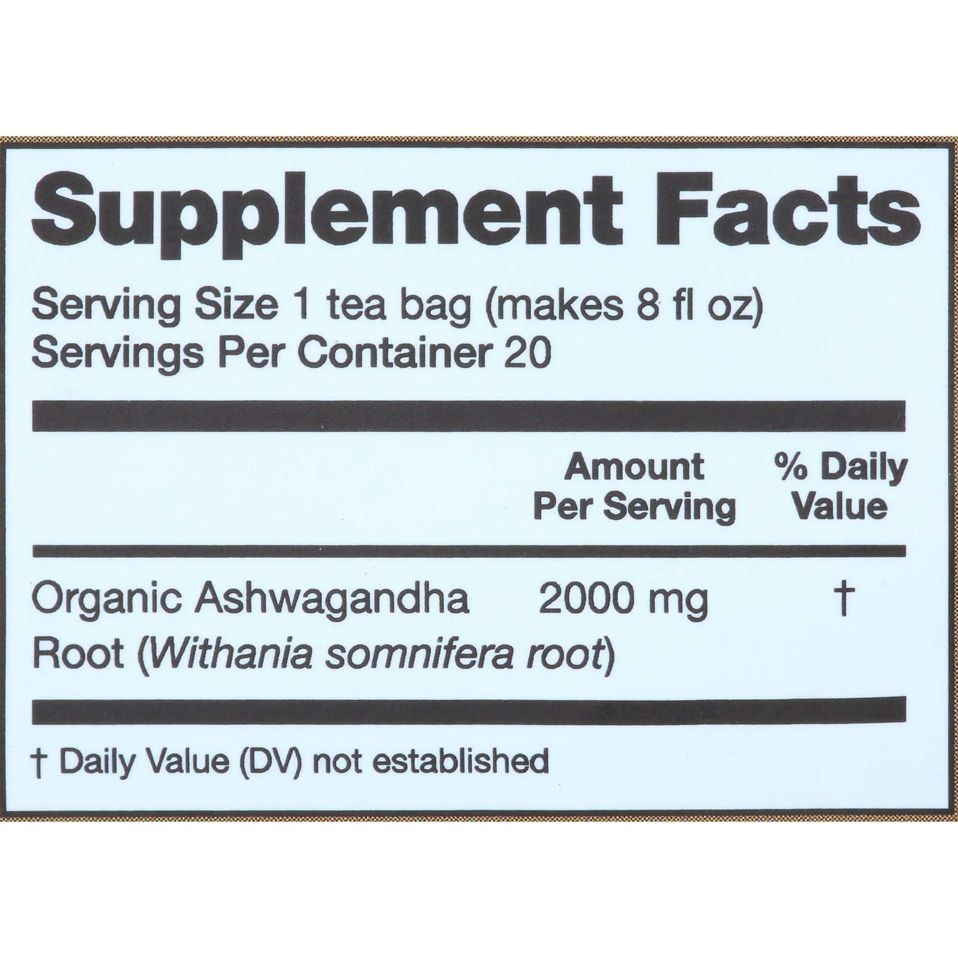 FGO , Ashwagandha Herbal Tea, Organic Tea Bags, 20 Count, 1.06 Oz