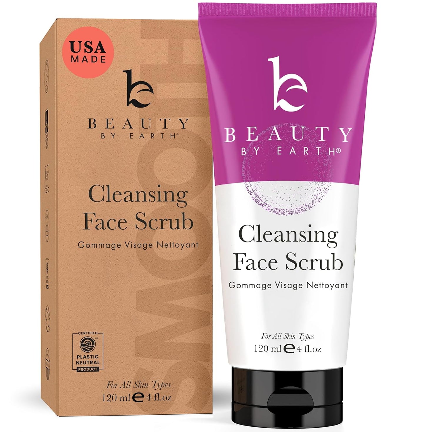 Face Scrub - USA Made with Natural & Organic Ingredients, Cleanses and Exfoliates All Skin Types, Microdermabrasion Facial Scrub with Glycerin, Gentle Exfoliating Face Wash, Removes Dead Skin Cells