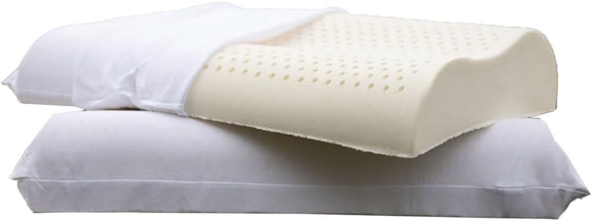 Organictextiles Organic Contour Latex Pillow with Organic Cotton Cover (Low-Loft, Soft), GOTS & GOLS Certified, Bed Pillow for Sleeping, Neck Pain Relief Help, Head Support, for Side Back Sleeper