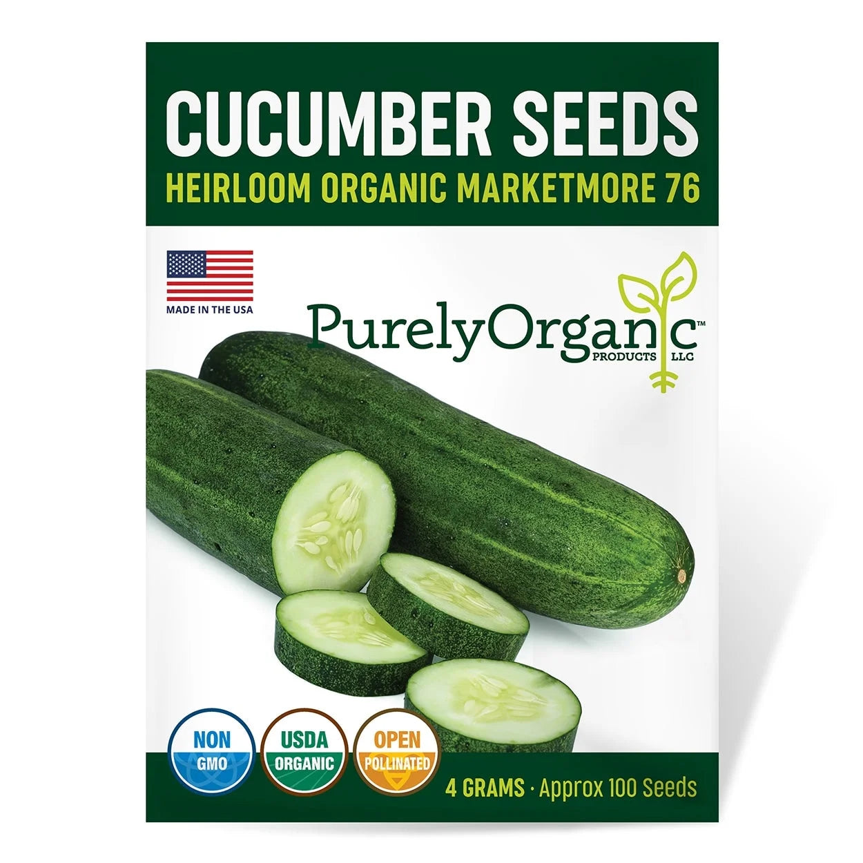 Marketmore 76 Cucumber Seeds (Premium Heirloom, Organic, Non-Gmo, Open Pollinated, Vegetable, Full S) - Approx 140 Premium Seeds